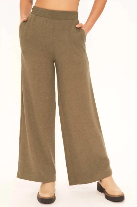 Crazy Deals Rocky Cozy Wide Leg Pants In Alpine Moss