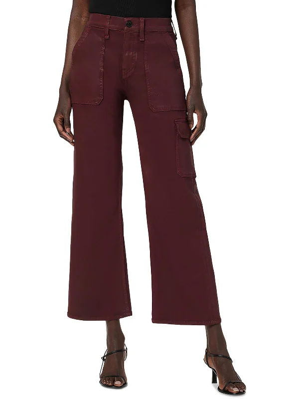 Massive Deals Rosie Womens Coated Wide Leg Cargo Jeans