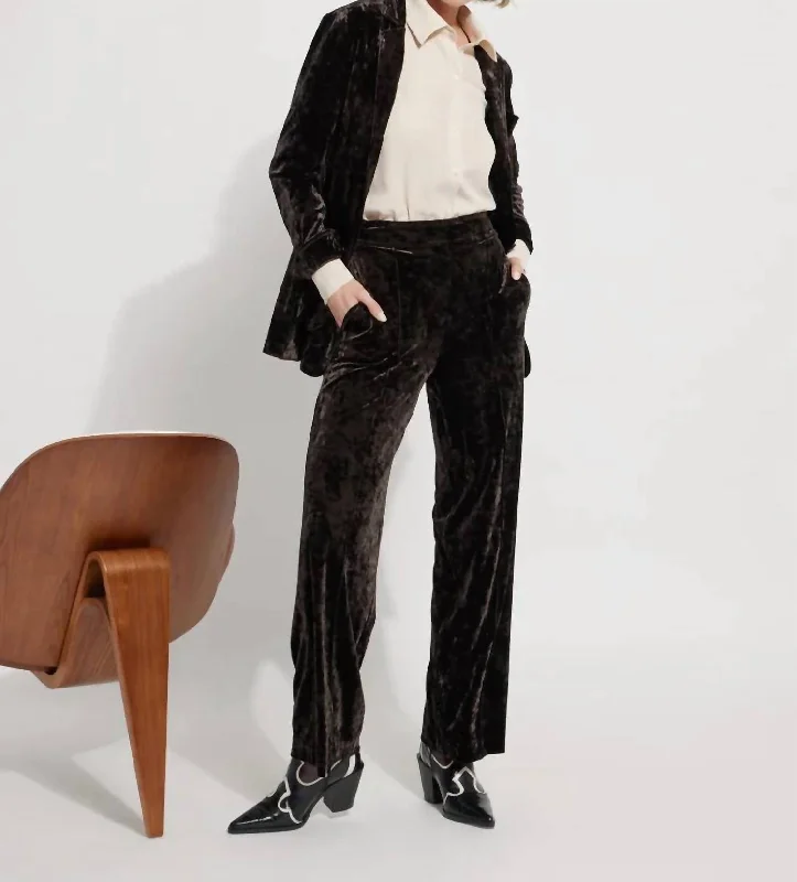 Limited Quantity Shay Crushed St Velvet Suit Pant In Double Espresso