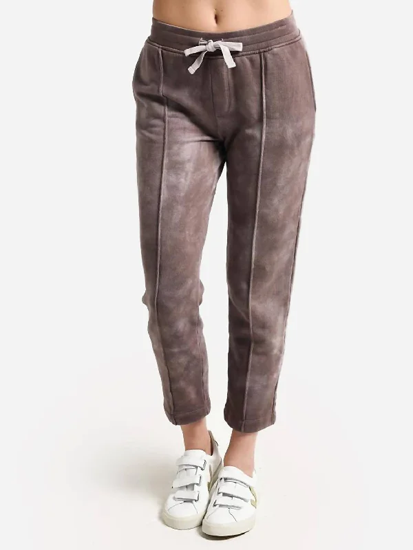Seasonal Sale Tie Dye French Terry Pull-On Cropped Pant In Mushroom Tie Dye
