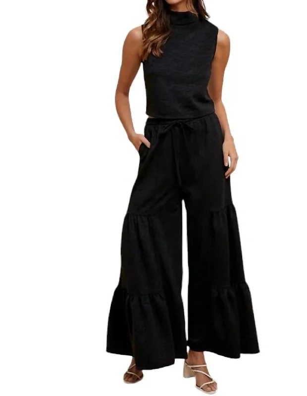 Today’s Deal Two Piece Palazzo Pant Set In Black