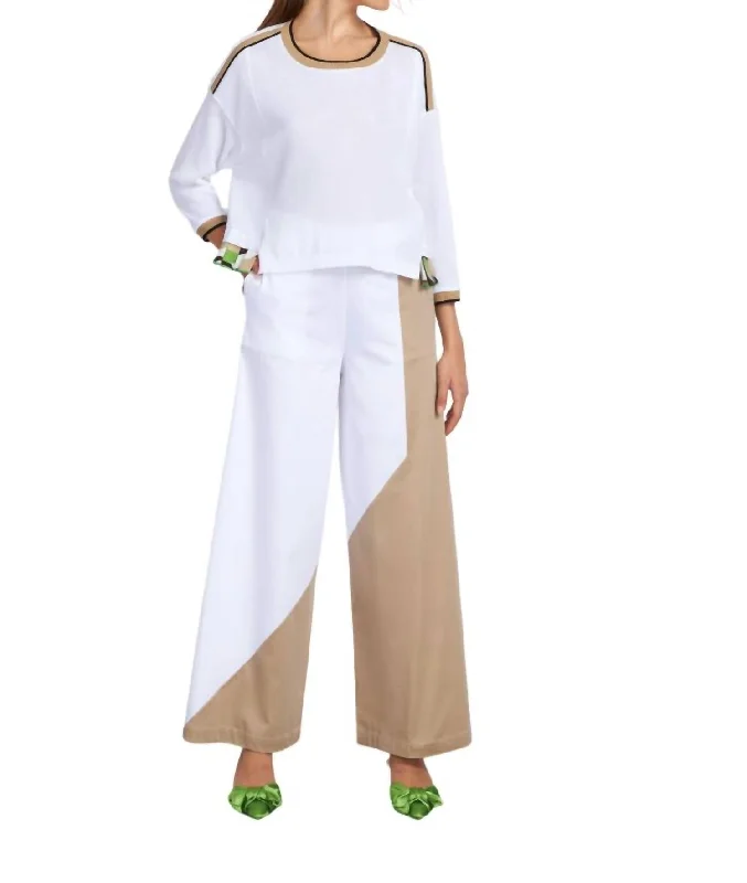 Epic Deals Wide Leg Pants In White/taupe