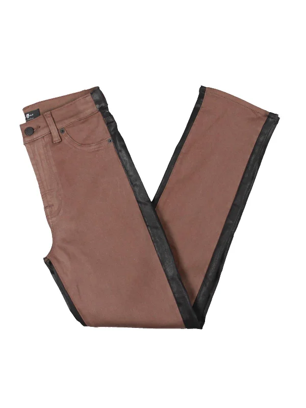 Bargain Blast Womens Colorblock Crop High-Waisted Jeans