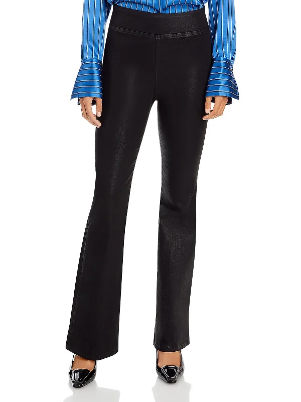 Take Advantage Womens High Rise Coated Flared Pants