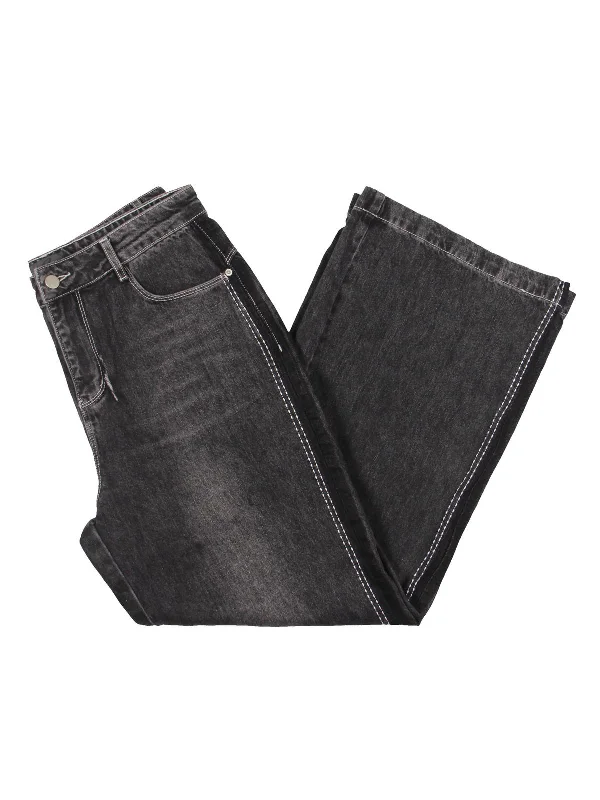 Bargain Prices Womens High Rise Contrast Trim Wide Leg Jeans