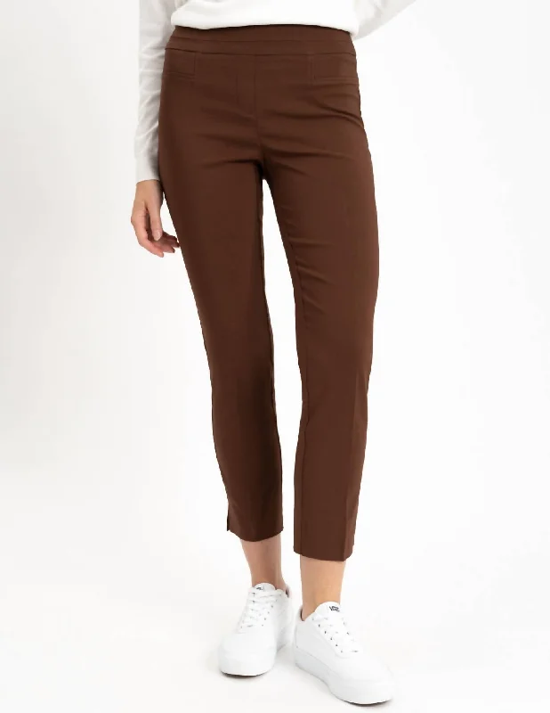Buy More, Save More Woven Pocket Ankle Pants In Chocolate