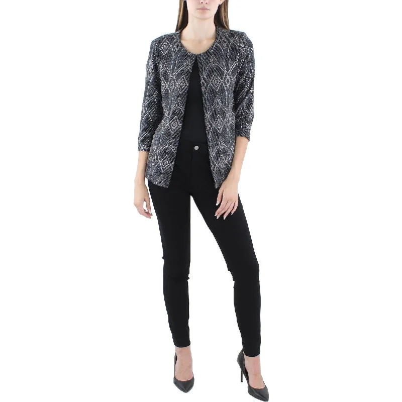 Act Now Alex Evenings Womens Glitter Cardigan Collarless Blazer