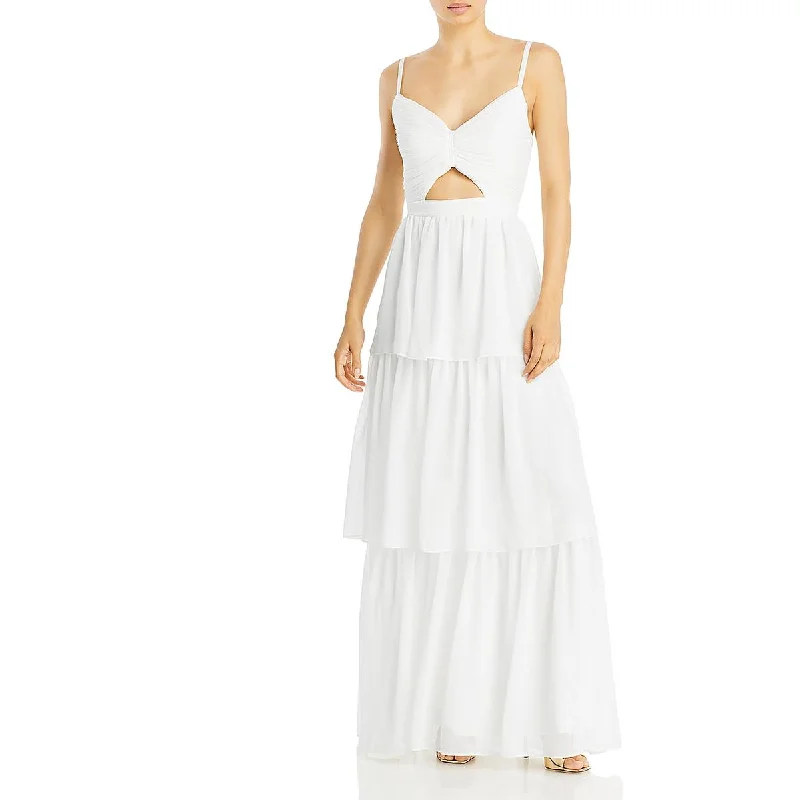 Major Savings Aqua Womens Chiffon Tiered Evening Dress