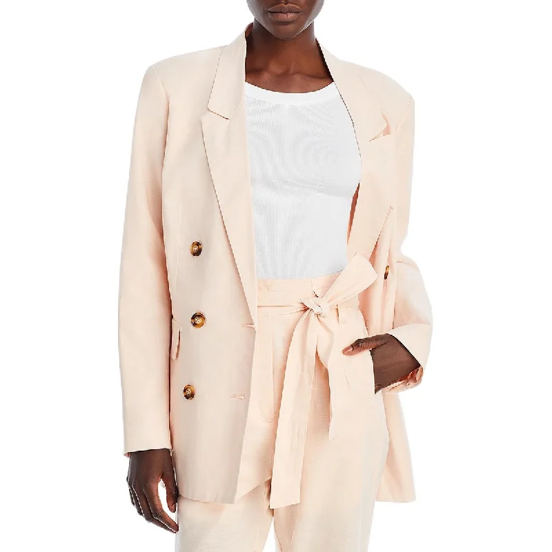 Closeout Aqua Womens Linen Blend Lapel Two-Button Blazer