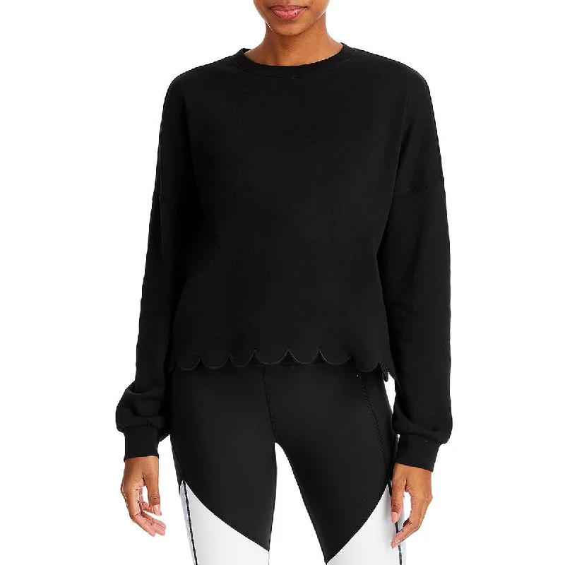 Doorbuster Deal Aqua Womens Scalloped Long Sleeves Sweatshirt