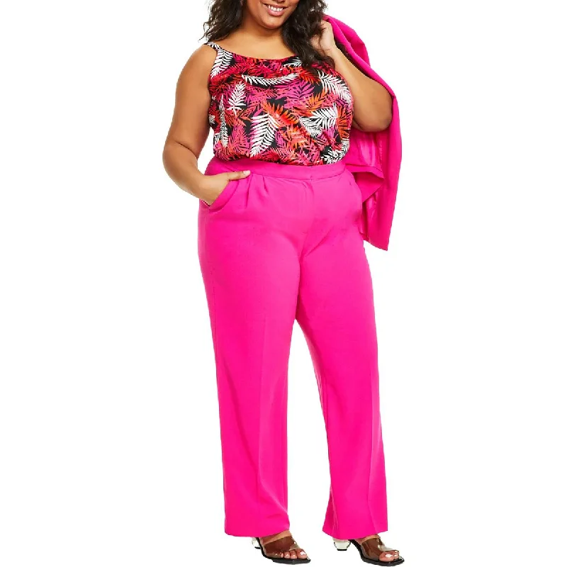 Reduced Prices Bar III Womens Plus High Rise Straight Leg Wide Leg Pants
