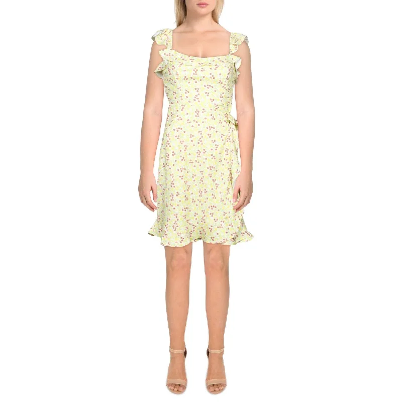 Hurry In BCBGeneration Womens Floral Flutter Sleeve Sundress