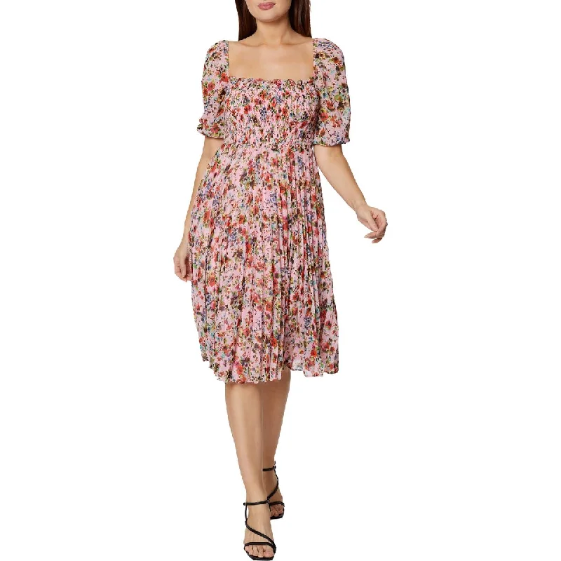 Instant Discount BCBGeneration Womens Floral Pleated Midi Dress
