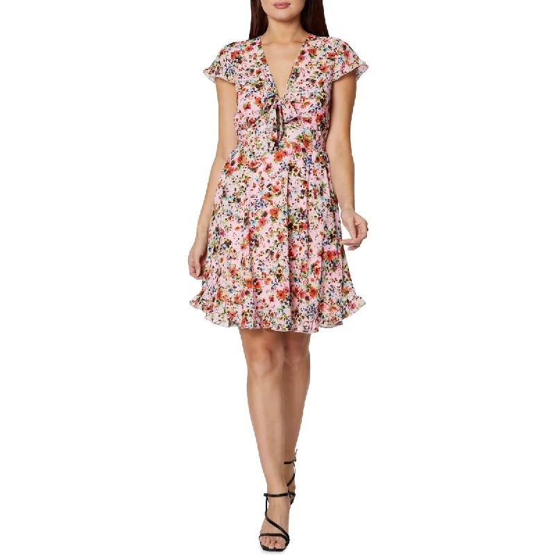 Limited Availability BCBGeneration Womens Floral Ruffle Mini Dress