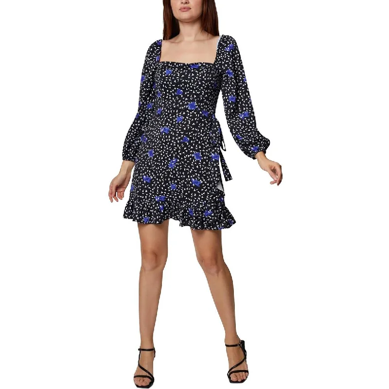 Act Fast BCBGeneration Womens Floral Square Neck Mini Dress