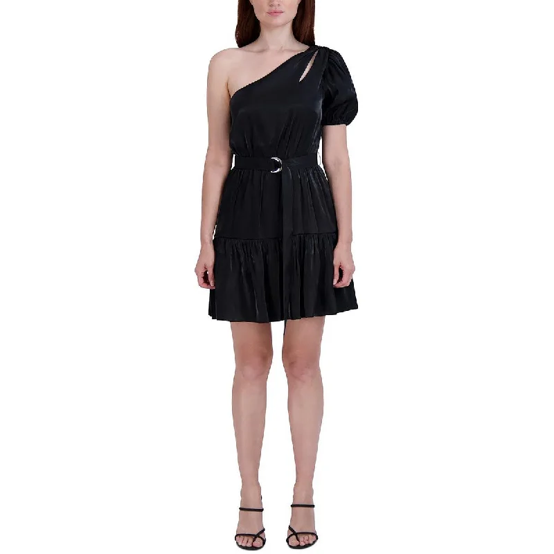 New Deals BCBGeneration Womens Side Tie Satin Fit & Flare Dress