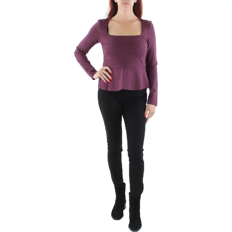 Grand Opening Sale BCBGMAXAZRIA Womens Square Neck Office Peplum Top
