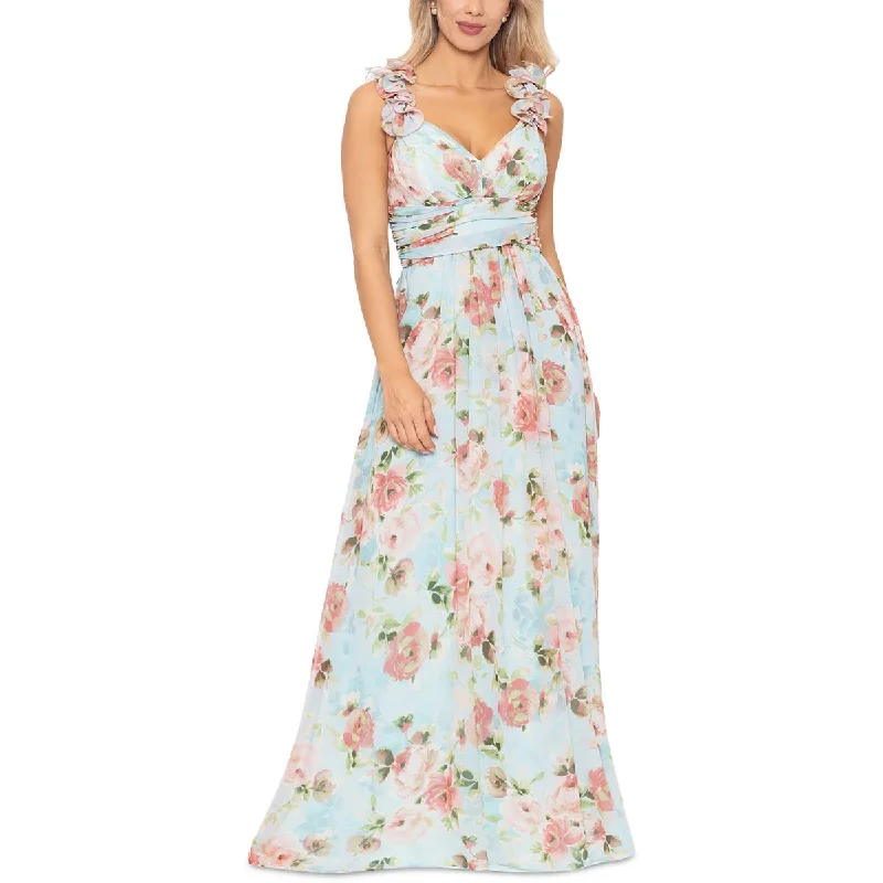 Don't Wait Betsy & Adam Womens Chiffon Floral Evening Dress