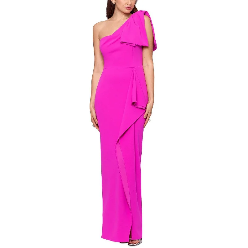 While Supplies Last Betsy & Adam Womens Crepe One Shoulder Evening Dress