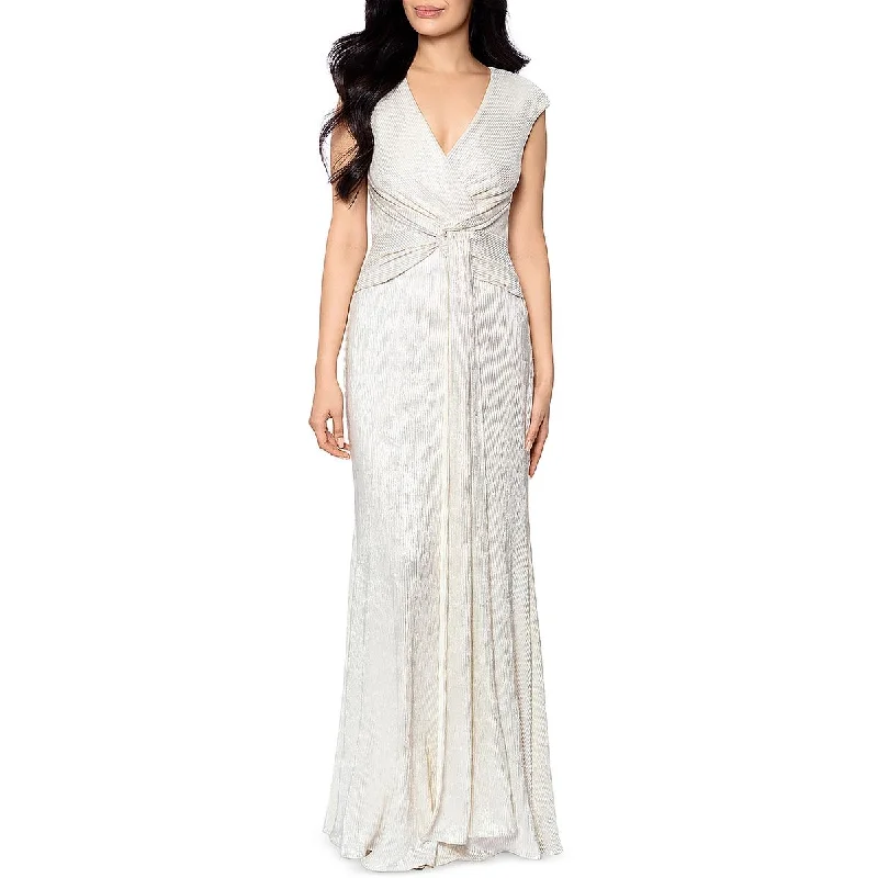 Today Only Betsy & Adam Womens Metallic V-Neck Evening Dress