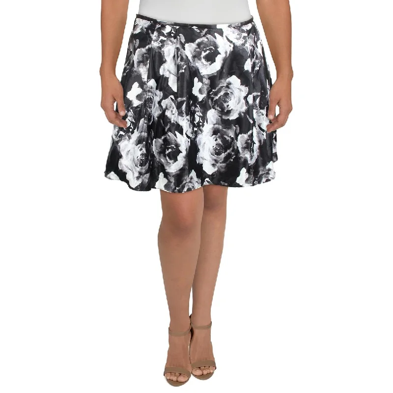 Savings Galore Blondie Nites Womens Juniors Satin Floral Print A-Line Skirt