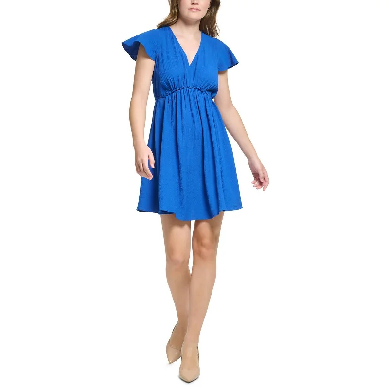 Midnight Sale Calvin Klein Womens Flutter Sleeve Short Fit & Flare Dress