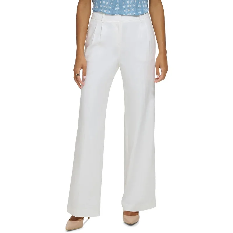 Daily Deals Calvin Klein Womens Linen High Rise Wide Leg Pants