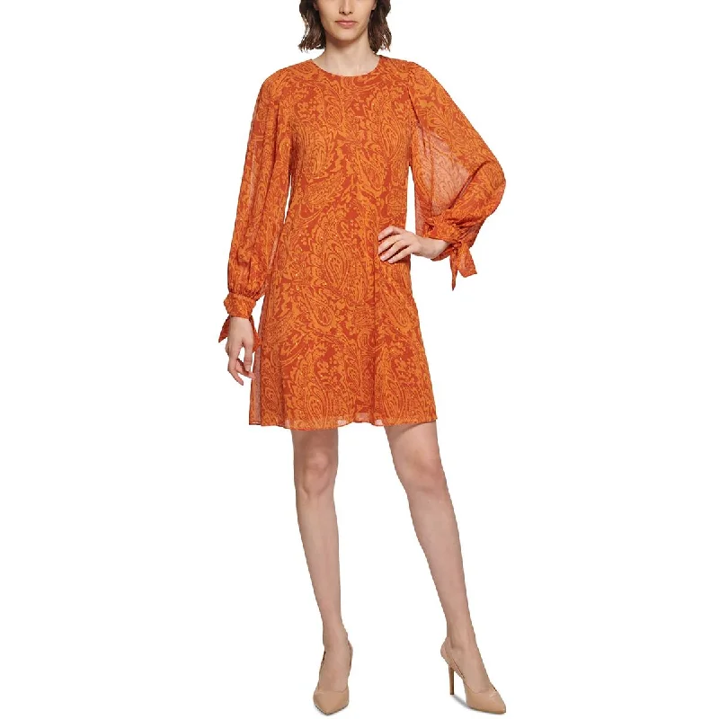 Shop and Save Calvin Klein Womens Tie Sleeve  Shift Dress