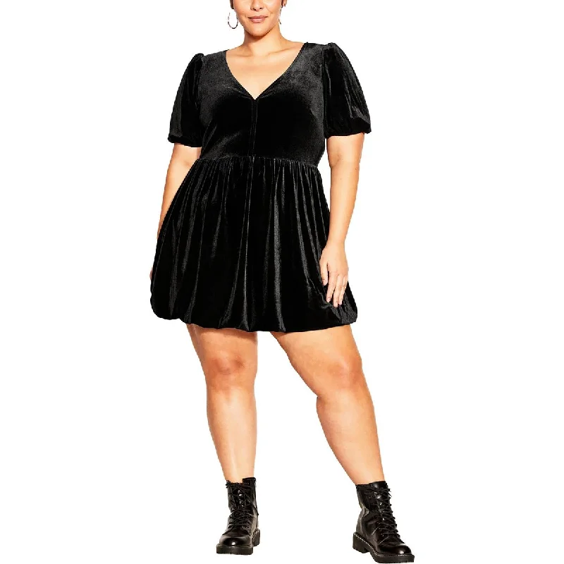 Blowout Sale City Chic Womens Faux velvet Bubble skirt Mini Dress