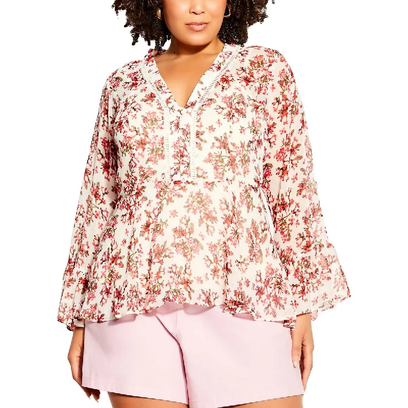 Today Only City Chic Womens Plus Jasmine Floral Print  Peasant Top
