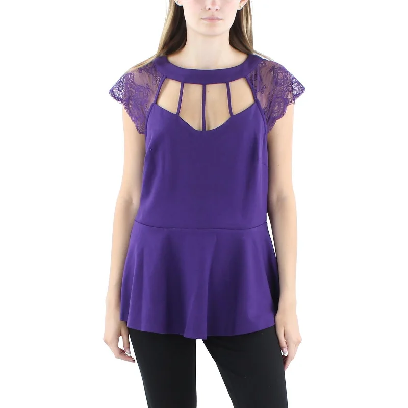 Price Rollback City Chic Womens Plus Ladder Stitch Lace Sleeve Peplum Top