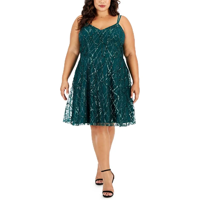 Special Discount City Studio Womens Plus Sequined Knee Length Cocktail And Party Dress