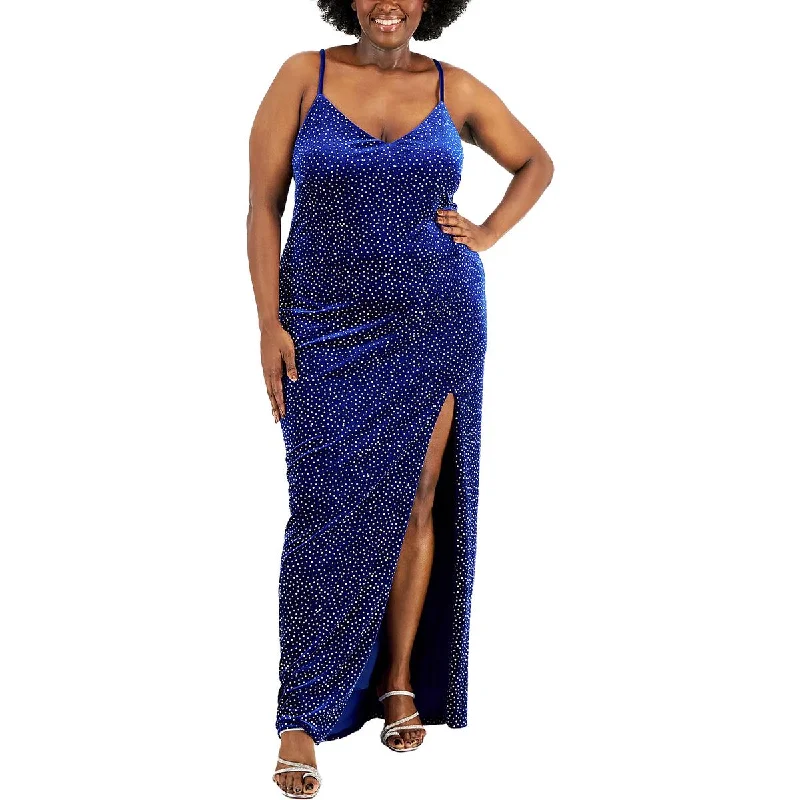 Mega Deal City Studios Womens Plus Velvet Juniors Evening Dress