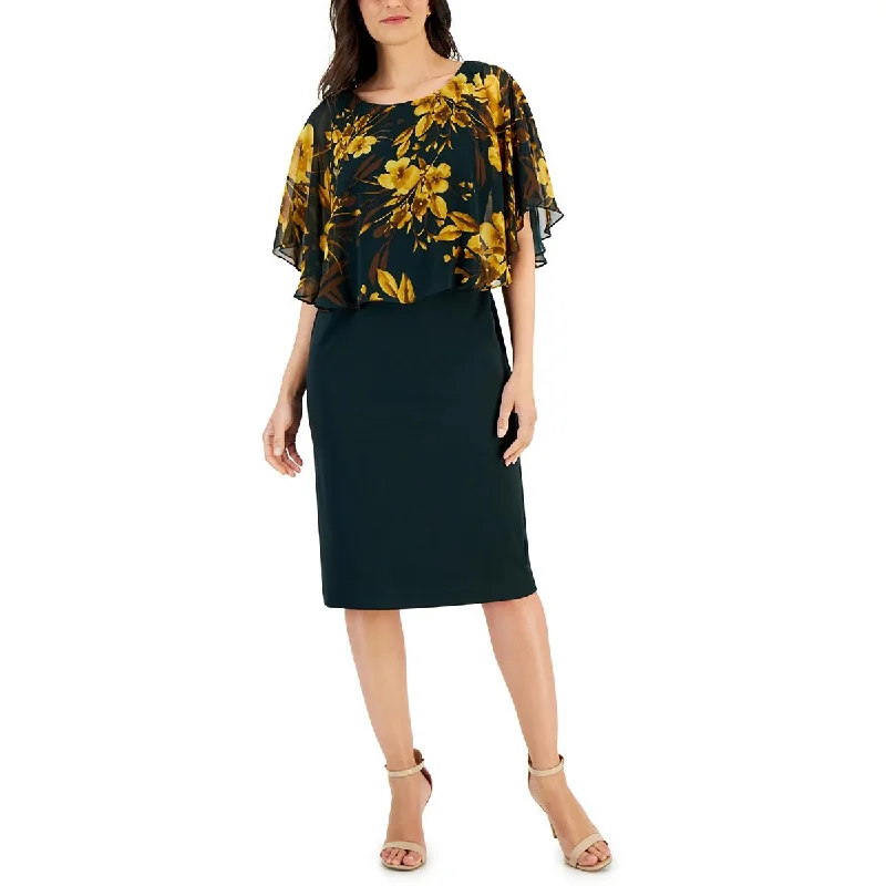 Huge Savings Connected Apparel Womens   Crepe Floral Print Midi Dress