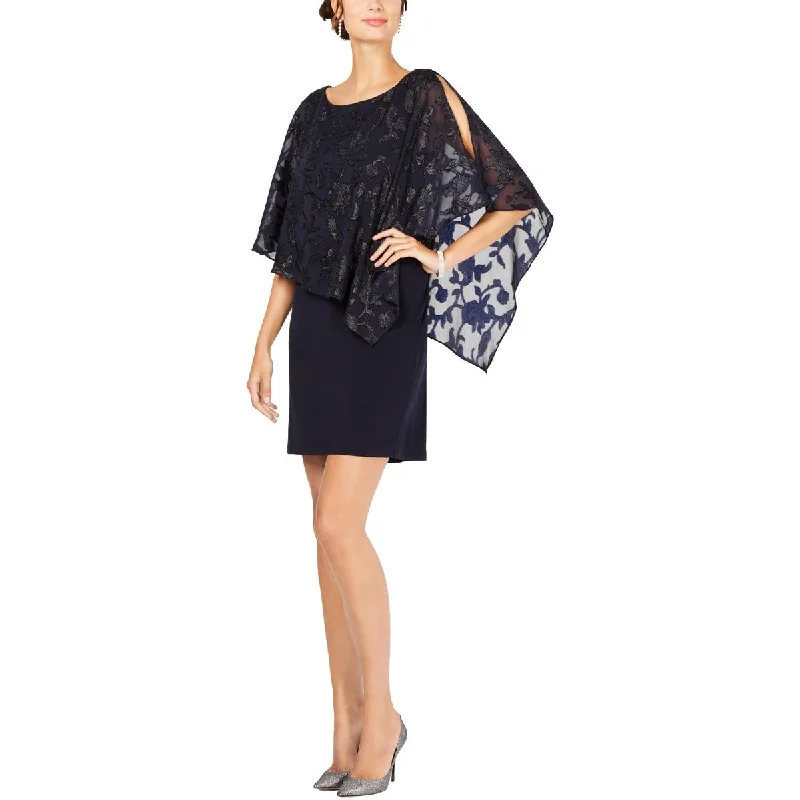 Unmissable Offer Connected Apparel Womens Metallic Cocktail Capelet Dress