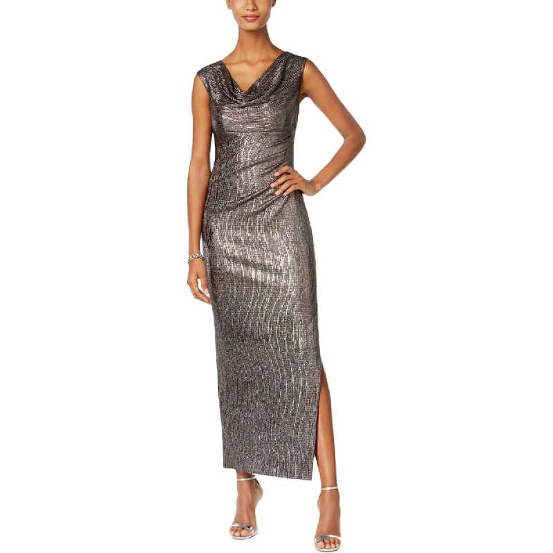 Mega Sale Connected Apparel Womens Petites Metallic Cowl Neck Evening Dress