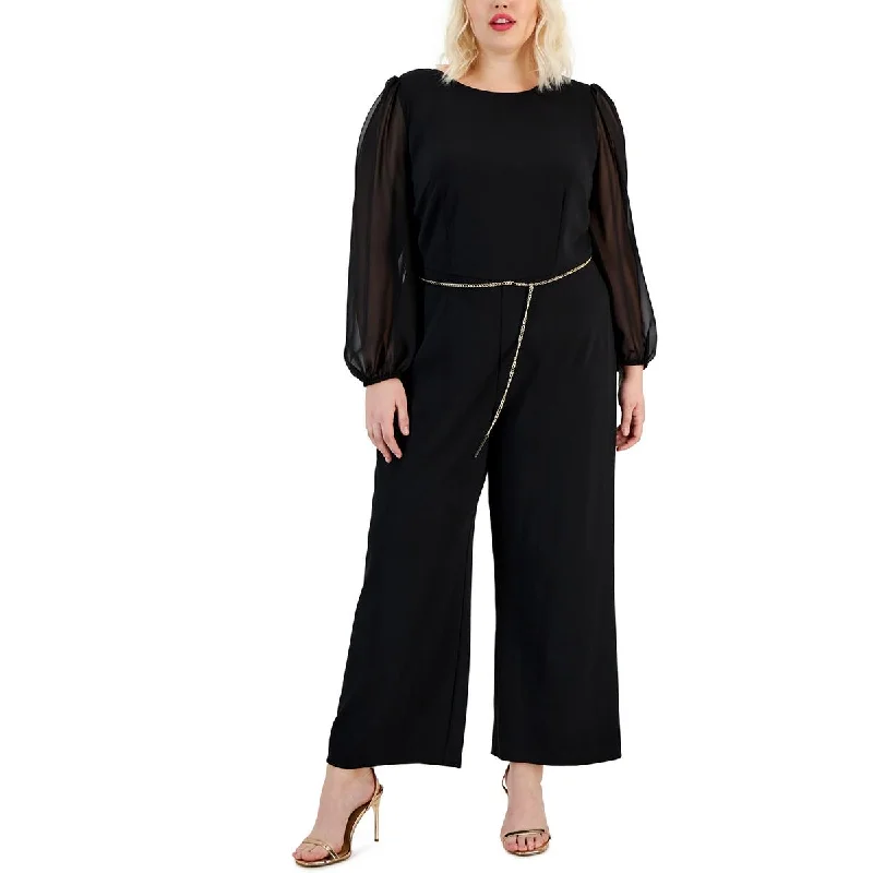 Online Exclusive Connected Apparel Womens Plus Scuba Crepe Long Jumpsuit