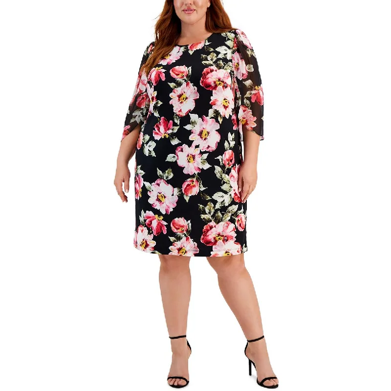 Price Meltdown Connected Apparel Womens Plus Tulip Sleeves Knee-Length Sheath Dress