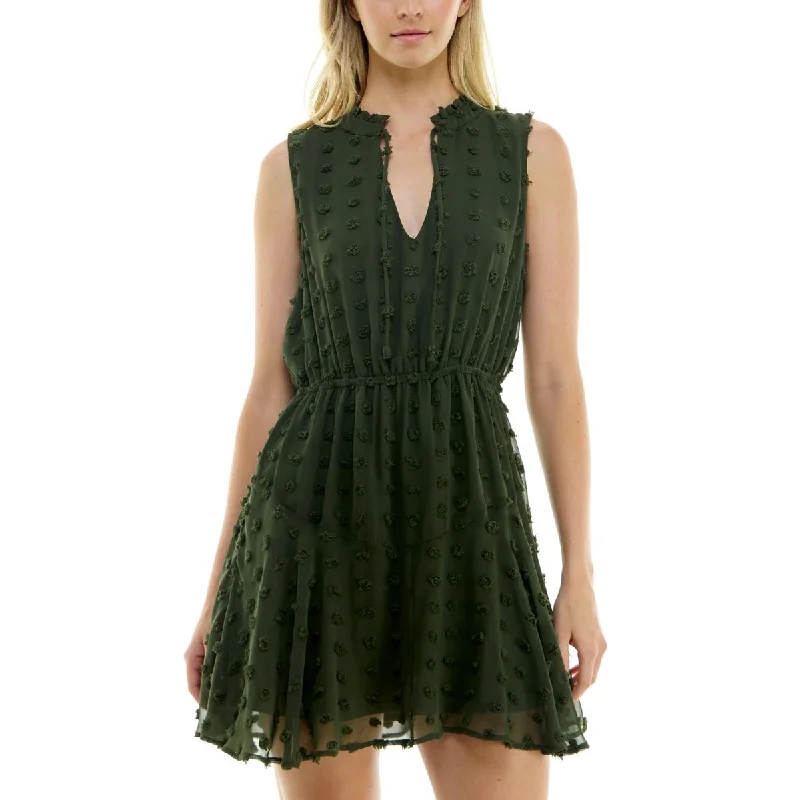 YEAR-End Clearance Crystal Doll Womens Juniors Textured Fit & Flare Dress