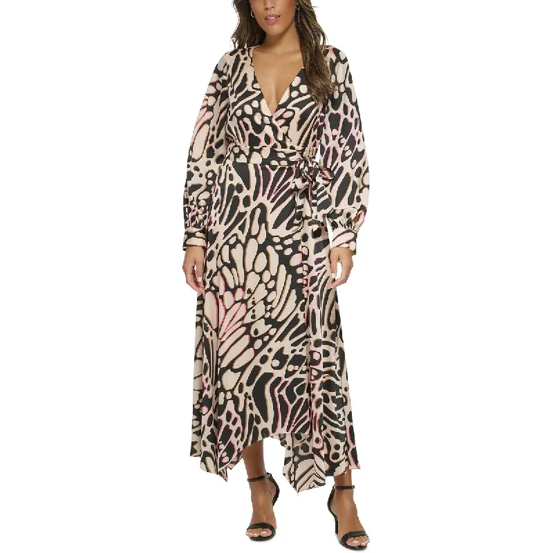 Can't Miss Donna Karan Womens Wrap Satin Wrap Dress