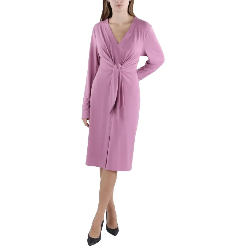 Don’t Miss Out Ellen Tracy Womens Knot-Front Knee-Length Wear To Work Dress