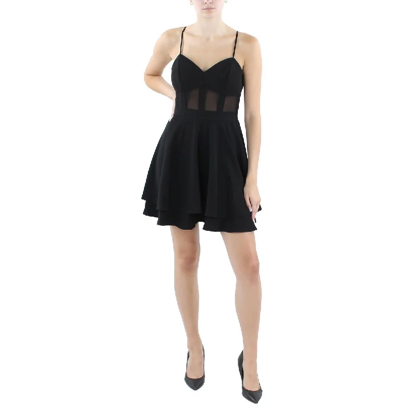 Best Seller Emerald Sundae Womens Juniors Illusion  Fit & Flare Dress