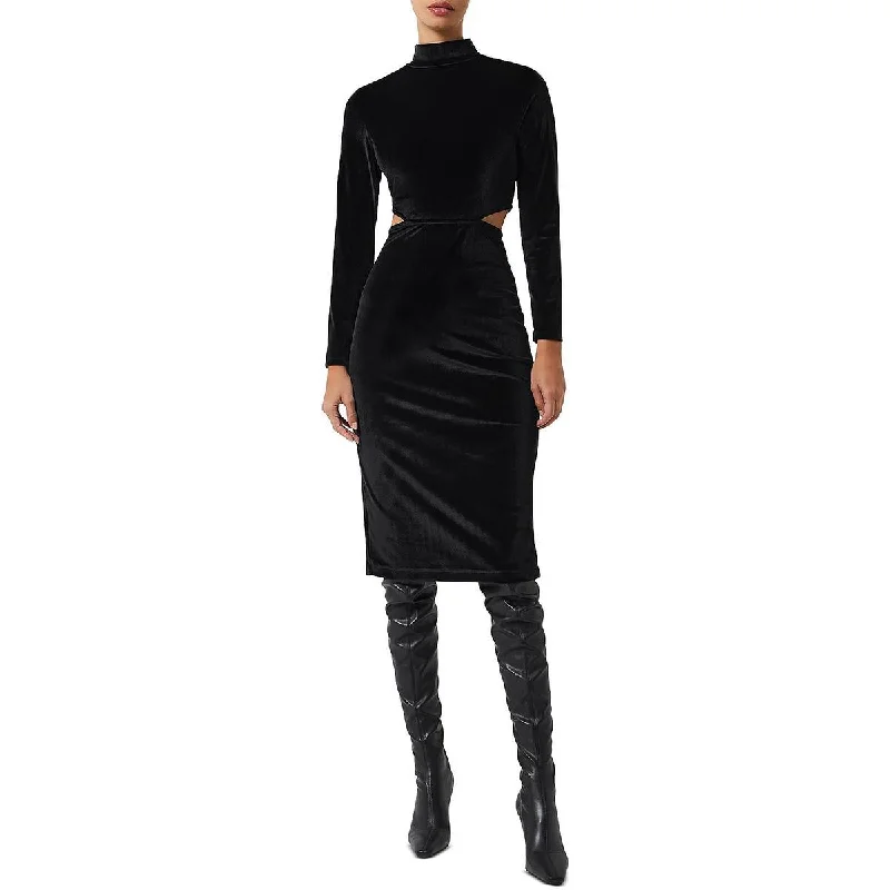 Limited Edition French Connection Womens Sula Velvet Cut-Out Midi Dress