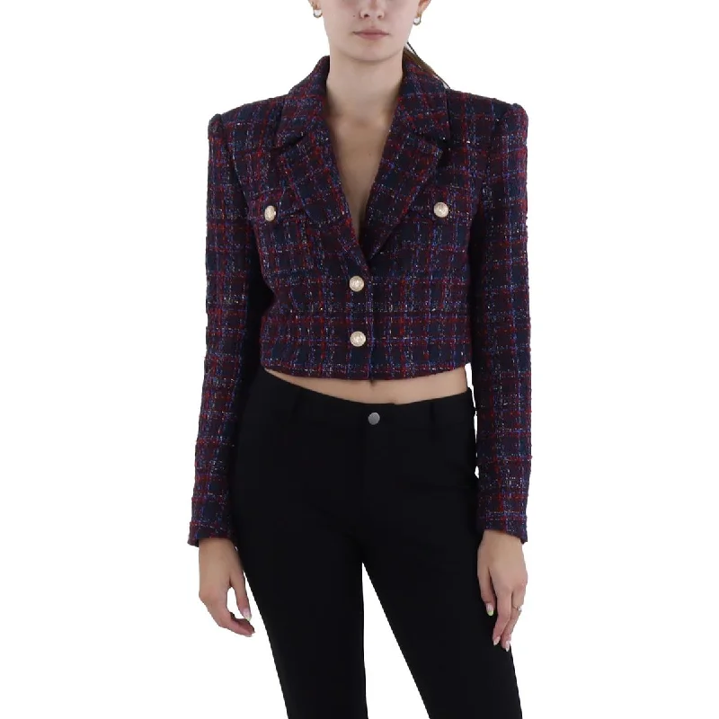 New Arrival Generation Love Womens Noah Tweed Cropped Two-Button Blazer