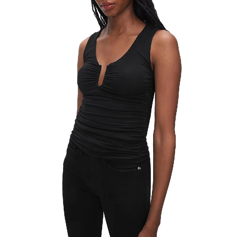 Flash Deals Good American Womens Ruched U-Bar Blouse