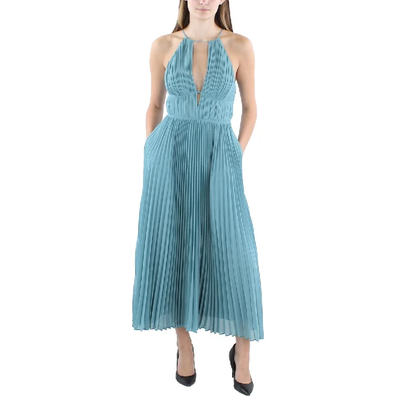 Price Buster Jonathan Simkhai Womens Carli Shutter Pleat Long Halter Dress