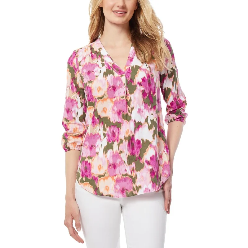 The Best Prices Jones New York Womens V-Neck Printed Blouse