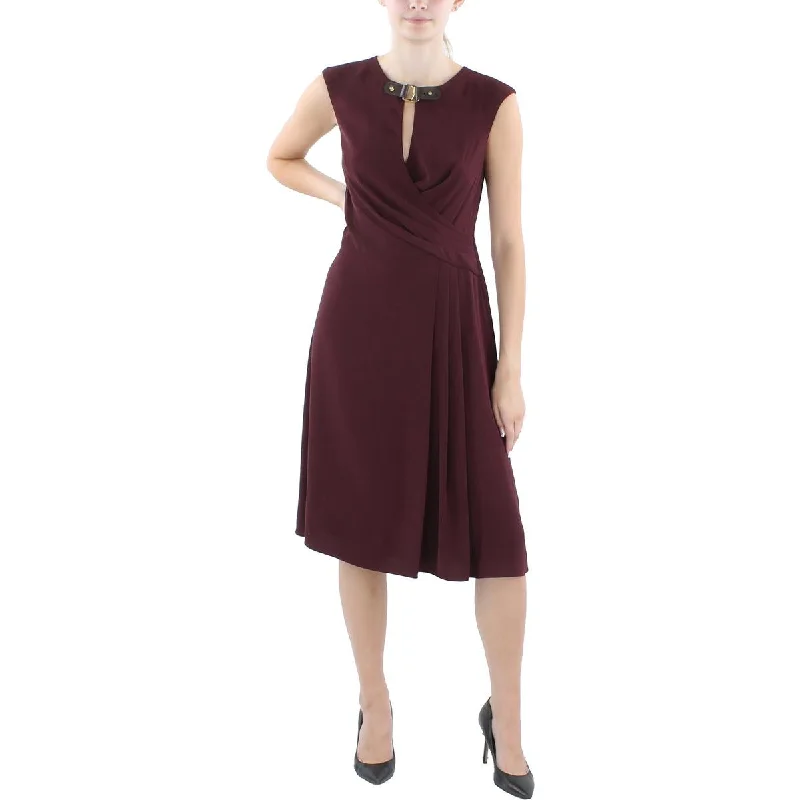 Special Discount Lauren Ralph Lauren Womens Buckle Trim Knee-Length Sheath Dress
