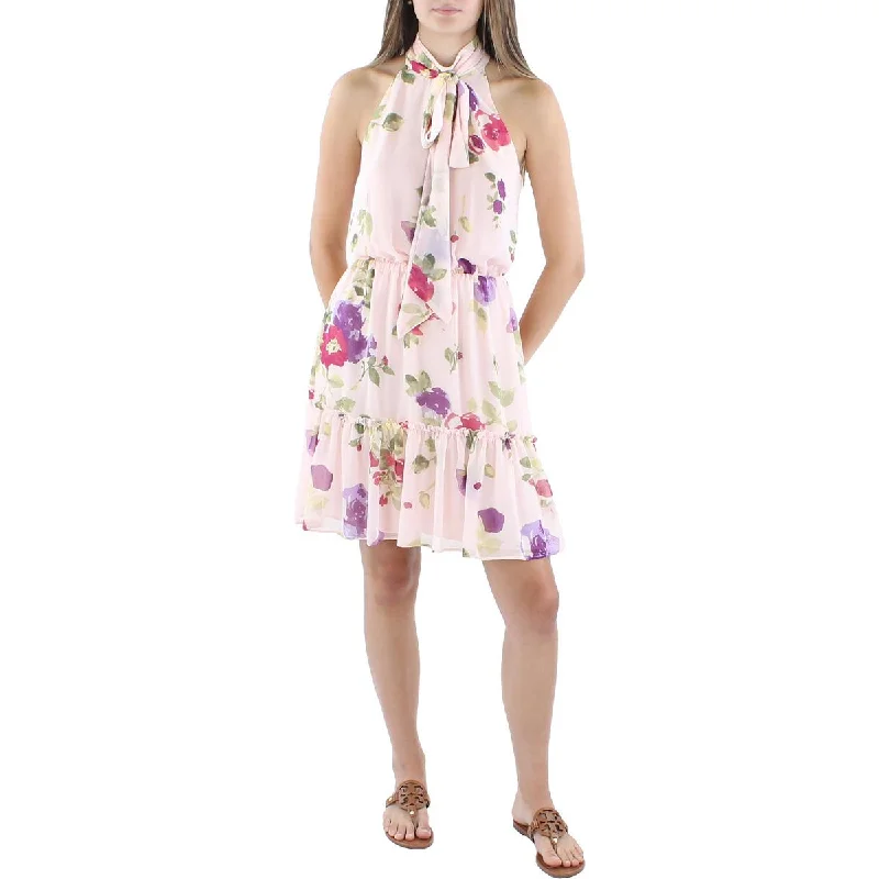 Weekend Deal Lauren Ralph Lauren Womens Chiffon Floral Print Shift Dress