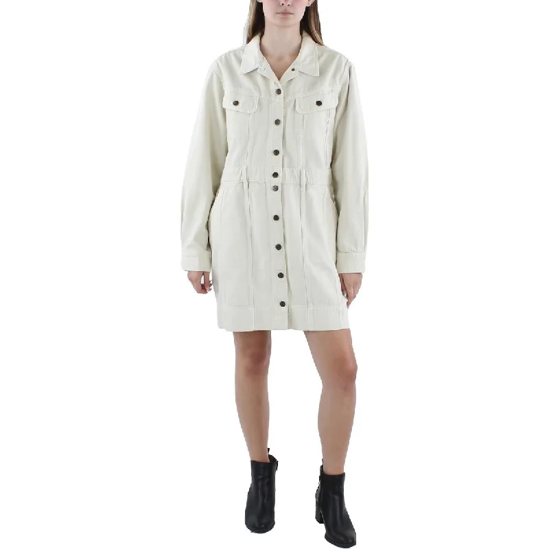 Last Chance Lauren Ralph Lauren Womens Cotton Denim Mini Shirtdress